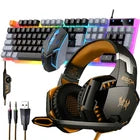 RGB PC Gaming Keyboard Mouse & Headset Set LED Gamer Bundle Mechanical Kits 4IN1