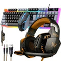RGB PC Gaming Keyboard Mouse & Headset Set LED Gamer Bundle Mechanical Kits 4IN1